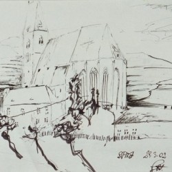 Kirche v. Spitz - Tuschezeichnung / 30x40